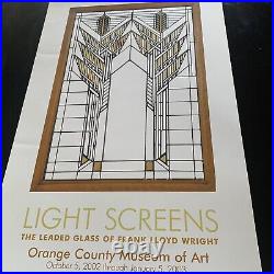 VTG Frank Lloyd Wright 2003 Orange County Museum Art Poster LIGHT SCREENS/Glass