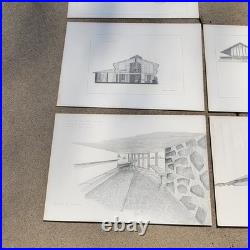 Vintage 1960s Frank Lloyd Wright Jorgine Boomer House 1953 Study Sketches Set 5
