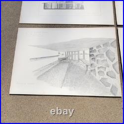 Vintage 1960s Frank Lloyd Wright Jorgine Boomer House 1953 Study Sketches Set 5