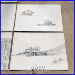 Vintage 1960s Frank Lloyd Wright Jorgine Boomer House 1953 Study Sketches Set 5