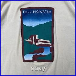 Vintage 1980s Frank Lloyd Wright Falling Water T-shirt Ivory Single Stitch XL