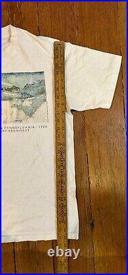Vintage 1992 Frank Lloyd Writght Falling Water White Art T-shirt Single Stitch L