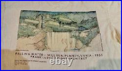 Vintage 1992 Frank Lloyd Writght Falling Water White Art T-shirt Single Stitch L