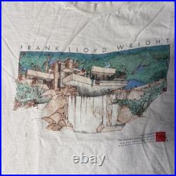Vintage 1992 Frank Lloyd Writght Falling Water White Art T-shirt Single Stitch X