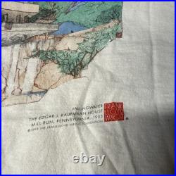 Vintage 1992 Frank Lloyd Writght Falling Water White Art T-shirt Single Stitch X