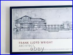 Vintage 1994 FRANK LLOYD WRIGHT MOMA New York Framed Exhibition Poster 40x19