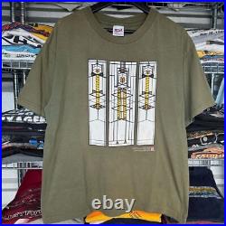 Vintage 1997 Frank Lloyd Wright T Shirt M/L Architect Art Green 90s Promo