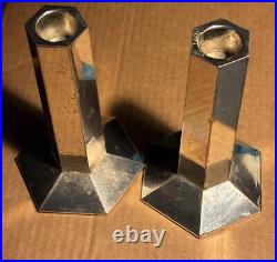 Vintage 2003 Frank Lloyd Wright Foundation Pair of Silver Plate Candlesticks