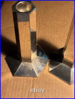 Vintage 2003 Frank Lloyd Wright Foundation Pair of Silver Plate Candlesticks