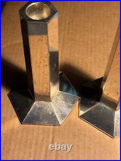 Vintage 2003 Frank Lloyd Wright Foundation Pair of Silver Plate Candlesticks