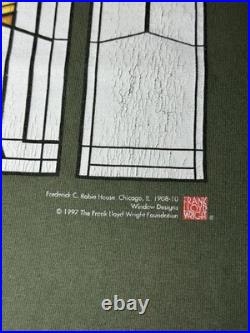 Vintage 90s Frank Lloyd Wright RARE Robbie House Window Designs Lrg Art T Shirt