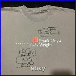 Vintage 90s Frank Lloyd Wright Shirt Falling Water Art Architecture Blueprints