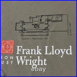 Vintage 90s Frank Lloyd Wright Shirt Falling Water Art Architecture Blueprints