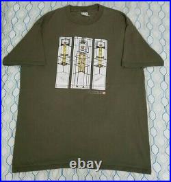 Vintage 90s Frank Lloyd Wright T Shirt Green Art Architecture Window Designs XL
