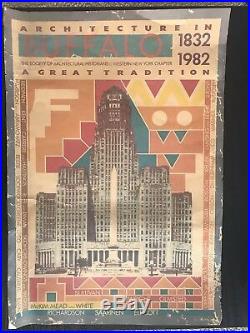 Vintage Architecture Poster Buffalo New York Frank Lloyd Wright Saarinen