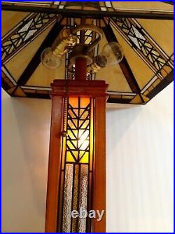 Vintage FRANK LLOYD WRIGHT Mission Style Table Lamp Wood Base 26H