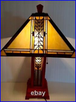 Vintage FRANK LLOYD WRIGHT Mission Style Table Lamp Wood Base 26H