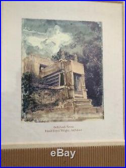 Vintage Framed Frank Lloyd Wright House Architect Print Lithographs Set of 3