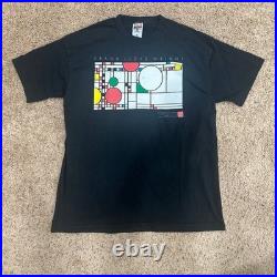 Vintage Frank LLoyd Wright Shirt Mens XL Black 90s Balloons And Confetti Window