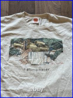 Vintage Frank L Wright Falling Water adult t-shirt Size L Beefy T Shirt
