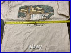 Vintage Frank L Wright Falling Water adult t-shirt Size L Beefy T Shirt