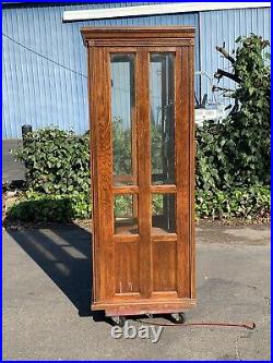 Vintage Frank Lloyd Wright Antique Deco Look Wood & Glass Phone Booth with Patina