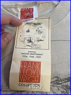 Vintage Frank Lloyd Wright Architecture T-shirt Tee Size Large Dead stock