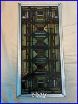 Vintage Frank Lloyd Wright Design Stained Glass Panel Art Piece
