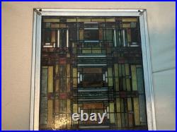 Vintage Frank Lloyd Wright Design Stained Glass Panel Art Piece