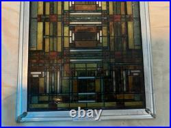 Vintage Frank Lloyd Wright Design Stained Glass Panel Art Piece