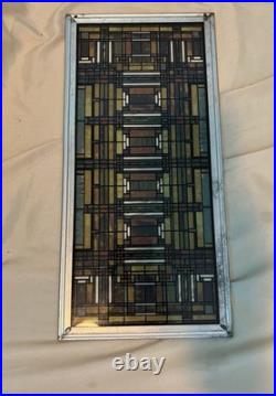 Vintage Frank Lloyd Wright Design Stained Glass Panel Art Piece