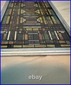 Vintage Frank Lloyd Wright Design Stained Glass Panel Art Piece