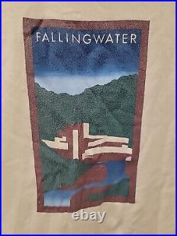 Vintage Frank Lloyd Wright Falling Water Graphic Single Stitch USA Made Tee XL