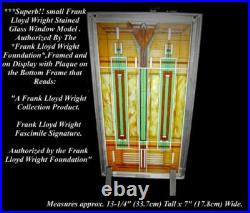 Vintage Frank Lloyd Wright Foundation Approved Stained Glass Window Model Framed