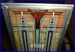 Vintage Frank Lloyd Wright Foundation Approved Stained Glass Window Model Framed
