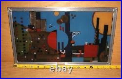 Vintage Frank Lloyd Wright Foundation City By The Sea Stained Glass Art Panel