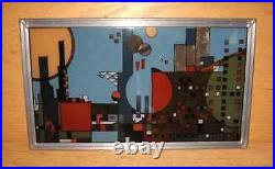 Vintage Frank Lloyd Wright Foundation City By The Sea Stained Glass Art Panel