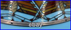 Vintage Frank Lloyd Wright Foundation Stained Art Glass Butterfly Arch Panel