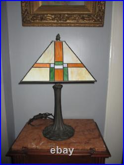 Vintage Frank Lloyd Wright Mission Style Stained Glass 20 Table Lamp Inspired