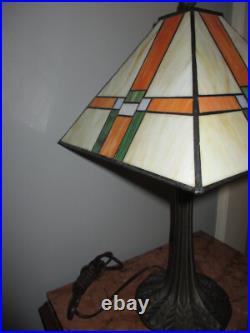Vintage Frank Lloyd Wright Mission Style Stained Glass 20 Table Lamp Inspired