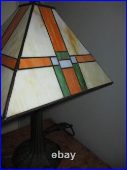 Vintage Frank Lloyd Wright Mission Style Stained Glass 20 Table Lamp Inspired