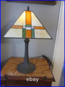 Vintage Frank Lloyd Wright Mission Style Stained Glass 20 Table Lamp Inspired