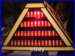Vintage Frank Lloyd Wright Mission-style stained glass pyramid table lamp