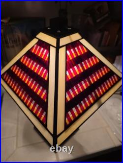 Vintage Frank Lloyd Wright Mission-style stained glass pyramid table lamp