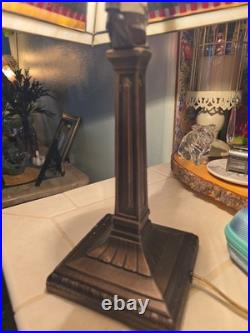 Vintage Frank Lloyd Wright Mission-style stained glass pyramid table lamp