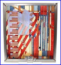 Vintage Frank Lloyd Wright Stars and Stripes stained glass Art Work