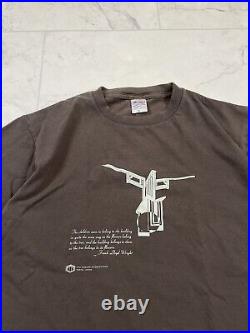 Vintage Frank Lloyd Wright Tokyo Japan Quote T Shirt Faded Brown Size L