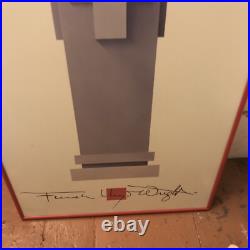 Vintage Frank Lloyd Wright Unity Temple Print Framed Column 1989 Poster