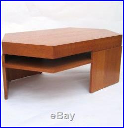 Vintage Frank Lloyd Wright Widdicomb Wooden Hexagonal Two Tier Coffee Table