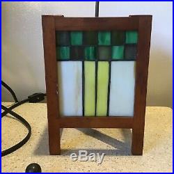 Vintage Frank Lloyd Wright style Mission Style Design Stained Glass Box Lamp
